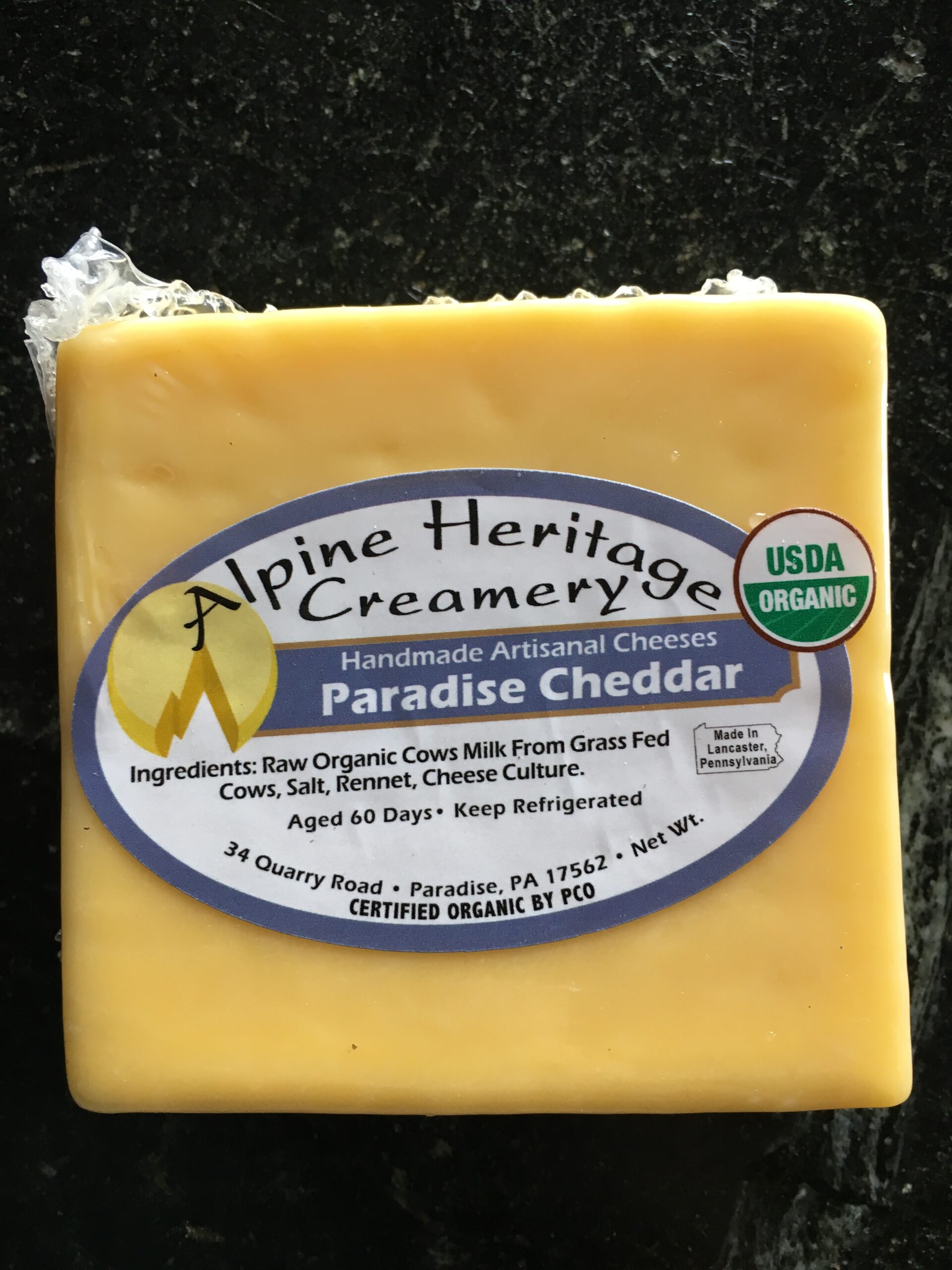 Raw, certified organic, grassfed, soy-free,  A2A2 artisan cheese, approx 8 oz.